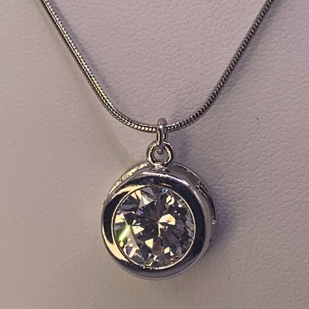 2 Carat CZ Round Pendant Necklace